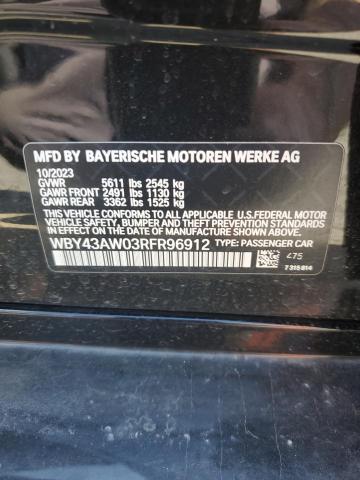 WBY43AW03RFR96912 - 2024 BMW I4 EDRIVE3 Чорний фото 12