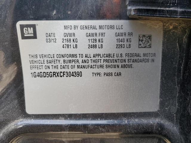 1G4GD5GRXCF304390 - 2012 BUICK LACROSSE PREMIUM CHARCOAL photo 12