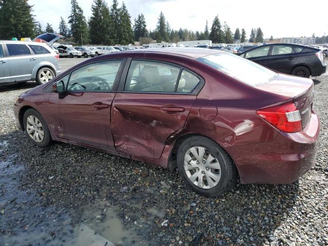 2HGFB2F50CH612865 - 2012 HONDA CIVIC LX MAROON photo 2