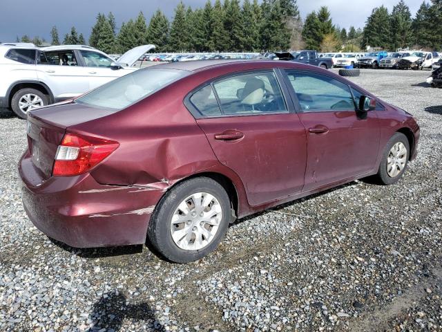 2HGFB2F50CH612865 - 2012 HONDA CIVIC LX MAROON photo 3