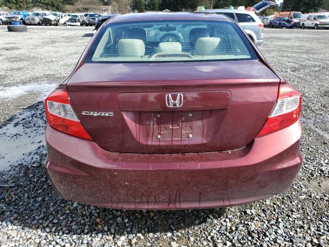 2HGFB2F50CH612865 - 2012 HONDA CIVIC LX MAROON photo 6