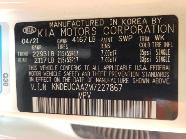 KNDEUCAA2M7227867 - 2021 KIA SELTOS S WHITE photo 13