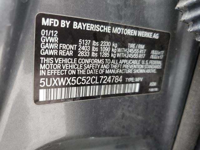 5UXWX5C52CL724784 - 2012 BMW X3 XDRIVE28I GRAY photo 13