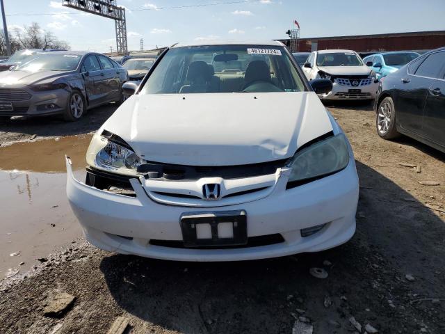 2HGES16565H536805 - 2005 HONDA CIVIC LX WHITE photo 5