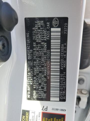 4T1BD1FK2HU215505 - 2017 TOYOTA CAMRY HYBRID WHITE photo 12