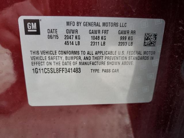 1G11C5SL8FF341483 - 2015 CHEVROLET MALIBU 1LT 栗色 照片 12