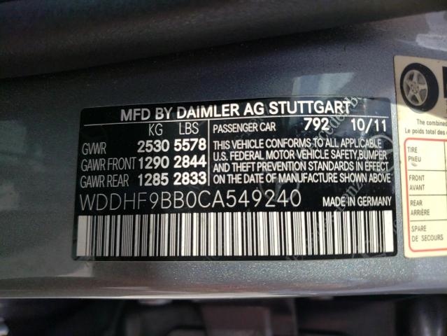 WDDHF9BB0CA549240 - 2012 MERCEDES-BENZ E 550 4MATIC SILVER photo 12