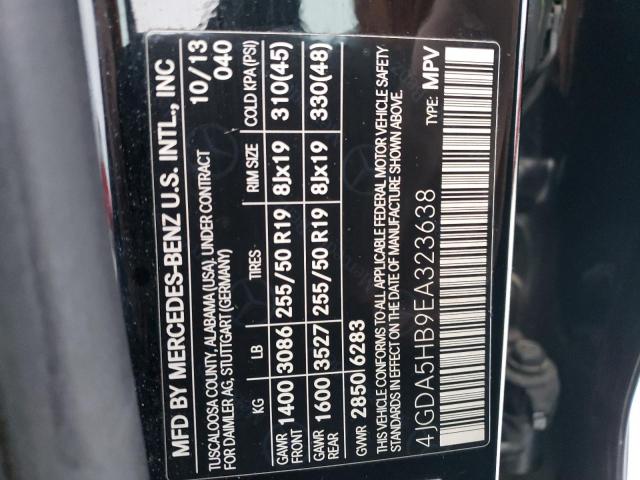 4JGDA5HB9EA323638 - 2014 MERCEDES-BENZ ML 350 4MATIC BLACK photo 13