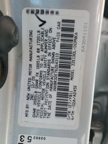 1NXBR32E76Z643113 - 2006 TOYOTA COROLLA CE SILVER photo 12