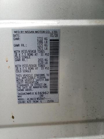5N1DR2MM9JC636962 - 2018 NISSAN PATHFINDER S Gümüş foto 12