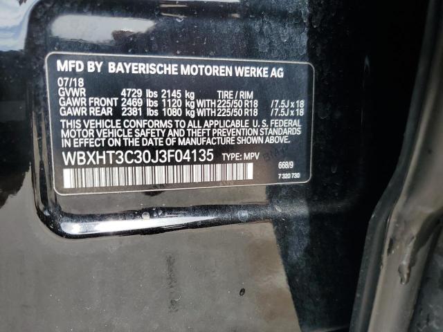 WBXHT3C30J3F04135 - 2018 BMW X1 XDRIVE28I BLACK photo 12