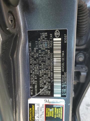 4T4BF1FKXDR283092 - 2013 TOYOTA CAMRY L GRAY photo 12