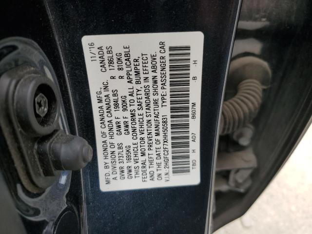 2HGFC2F7XHH505831 - 2017 HONDA CIVIC EX BLUE photo 12