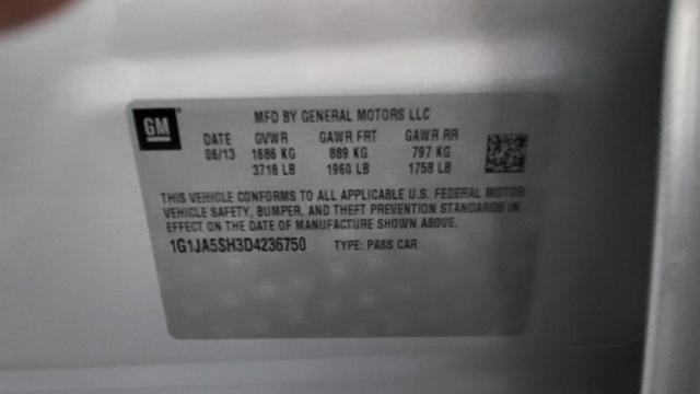 1G1JA5SH3D4236750 - 2013 CHEVROLET SONIC LS 银色 照片 10