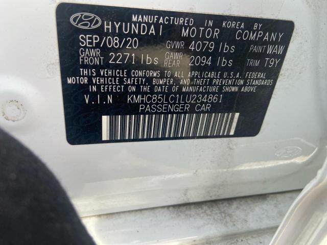 KMHC85LC1LU234861 - 2020 HYUNDAI IONIQ SEL WHITE photo 10