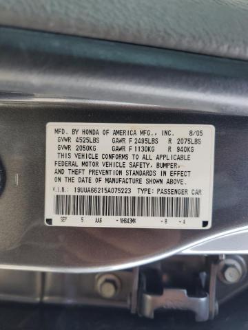 19UUA66215A075223 - 2005 ACURA TL GRAY photo 13