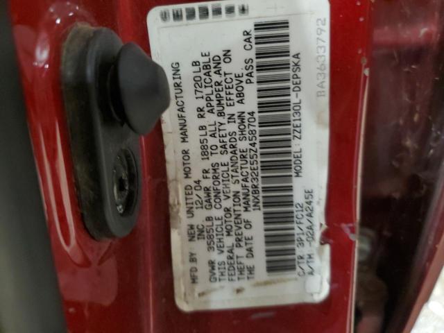 1NXBR32E55Z458704 - 2005 TOYOTA COROLLA CE RED photo 12