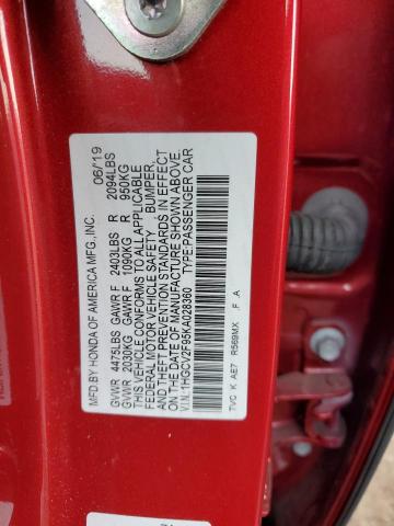 1HGCV2F95KA028360 - 2019 HONDA ACCORD TOURING RED photo 12