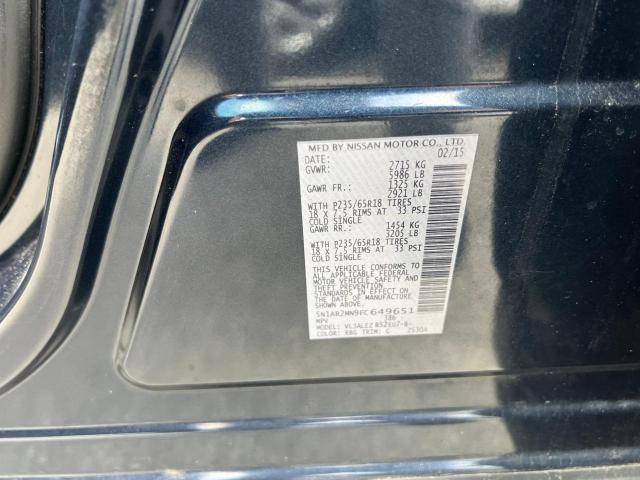 5N1AR2MN9FC649651 - 2015 NISSAN PATHFINDER S 蓝色 照片 10