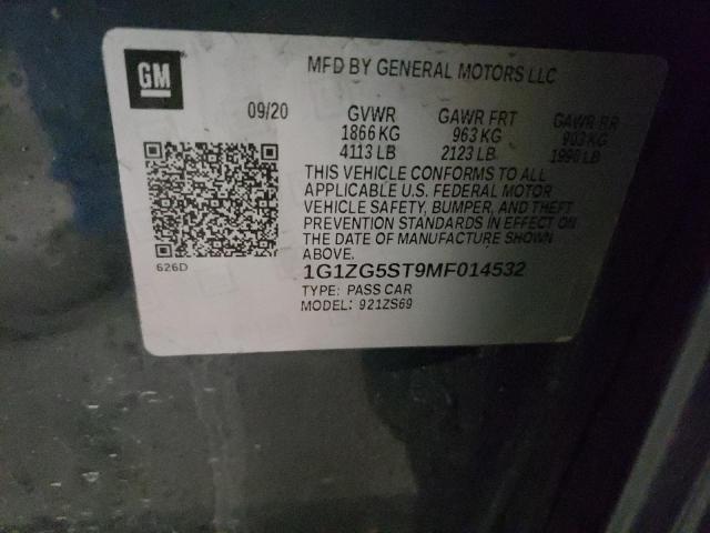 1G1ZG5ST9MF014532 - 2021 CHEVROLET MALIBU RS Grafit foto 12