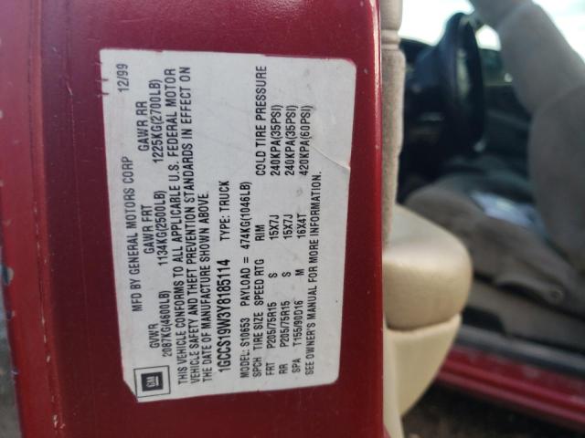 1GCCS19W3Y8185114 - 2000 CHEVROLET S TRUCK S10 RED photo 12