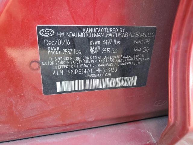 5NPE24AF1HH533130 - 2017 HYUNDAI SONATA SE RED photo 13