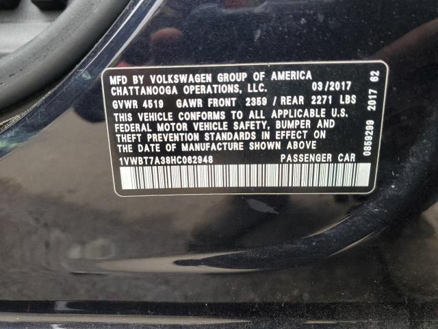 1VWBT7A38HC062948 - 2017 VOLKSWAGEN PASSAT SE BLACK photo 12