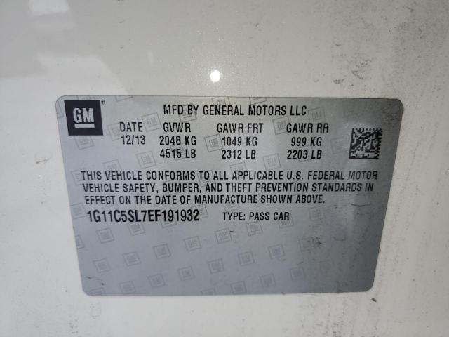 1G11C5SL7EF191932 - 2014 CHEVROLET MALIBU 1LT თეთრი ფოტო 12