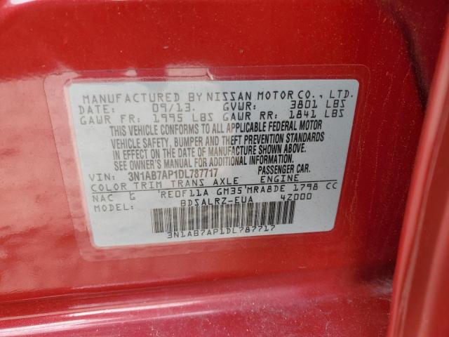 3N1AB7AP1DL787717 - 2013 NISSAN SENTRA S RED photo 12