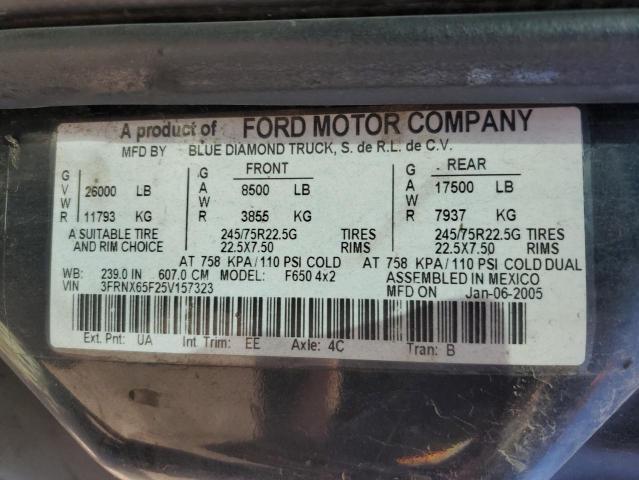 3FRNX65F25V157323 - 2005 FORD F650 SUPER DUTY BLUE photo 12