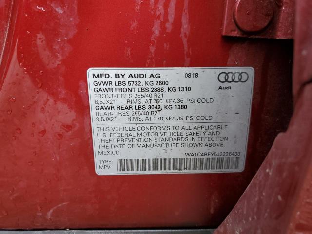 WA1C4BFY5J2226433 - 2018 AUDI SQ5 PRESTIGE RED photo 14