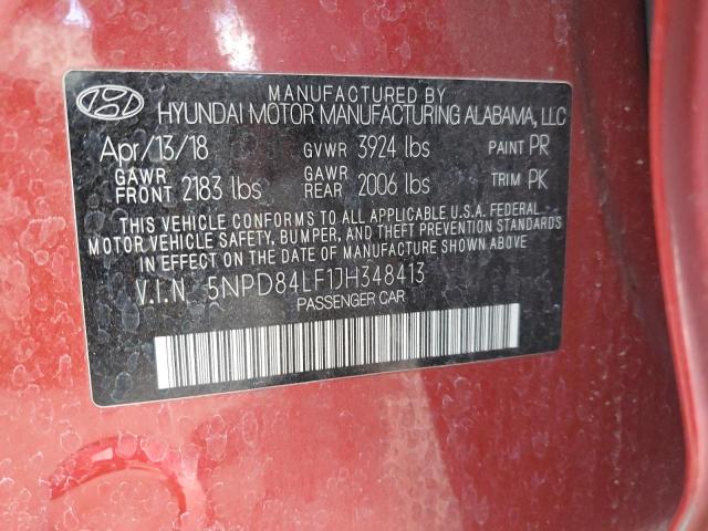 5NPD84LF1JH348413 - 2018 HYUNDAI ELANTRA SEL RED photo 12