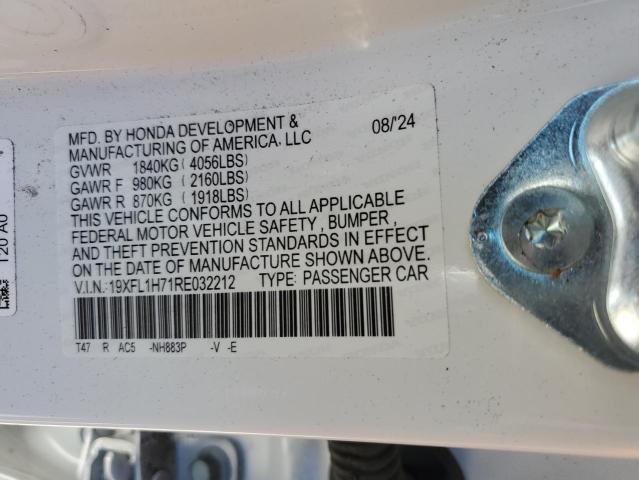 19XFL1H71RE032212 - 2024 HONDA CIVIC EXL WHITE photo 14