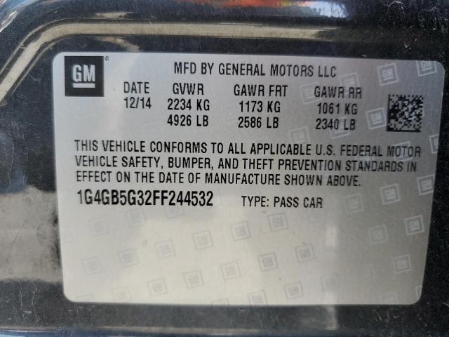 1G4GB5G32FF244532 - 2015 BUICK LACROSSE GRAY photo 12