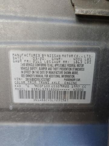 3N1AB8CV5LY237987 - 2020 NISSAN SENTRA SV GRAY photo 12