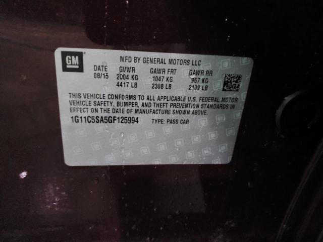 1G11C5SA5GF125994 - 2016 CHEVROLET MALIBU LIM LT 栗色 照片 12