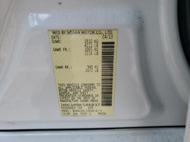 1N4AL3AP0DN546837 - 2013 NISSAN ALTIMA 2.5 WHITE photo 12