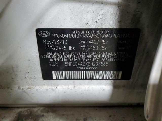 5NPEC4ABXBH207585 - 2011 HYUNDAI SONATA SE WHITE photo 12