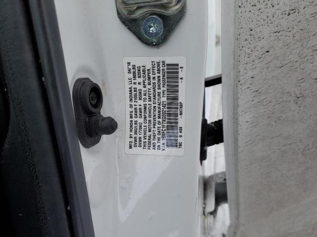 19XFC1F7XGE021421 - 2016 HONDA CIVIC EXL თეთრი ფოტო 12