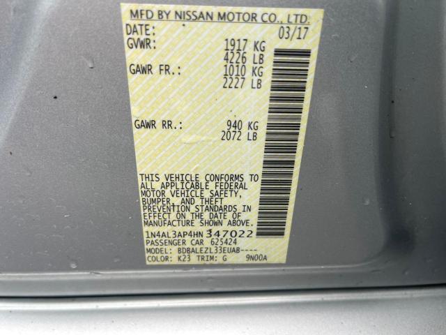 1N4AL3AP4HN347022 - 2017 NISSAN ALTIMA 2.5 GRAY photo 10