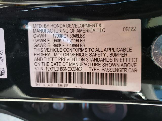 19XFL2H86NE022462 - 2022 HONDA CIVIC SPORT 黑色 照片 13