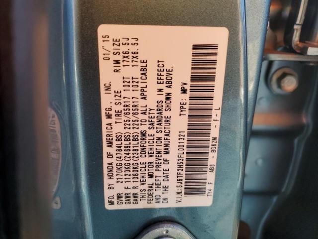 5J6TF3H53FL001321 - 2015 HONDA CROSSTOUR EXL ტურკოუსი ფოტო 12