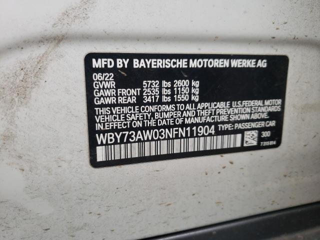 WBY73AW03NFN11904 - 2022 BMW I4 EDRIVE4 WHITE photo 12
