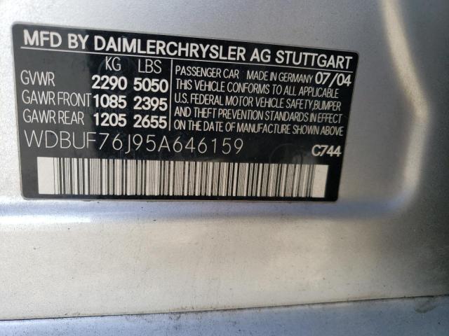 WDBUF76J95A646159 - 2005 MERCEDES-BENZ E 55 AMG SILVER photo 13