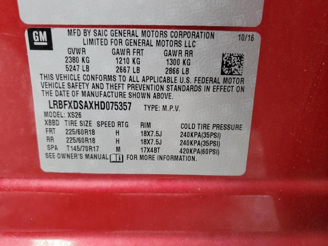 LRBFXDSAXHD075357 - 2017 BUICK ENVISION ESSENCE Կարմիր լուսանկար 13