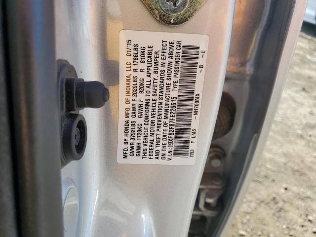 19XFB2F87FE226615 - 2015 HONDA CIVIC EX SILVER photo 13