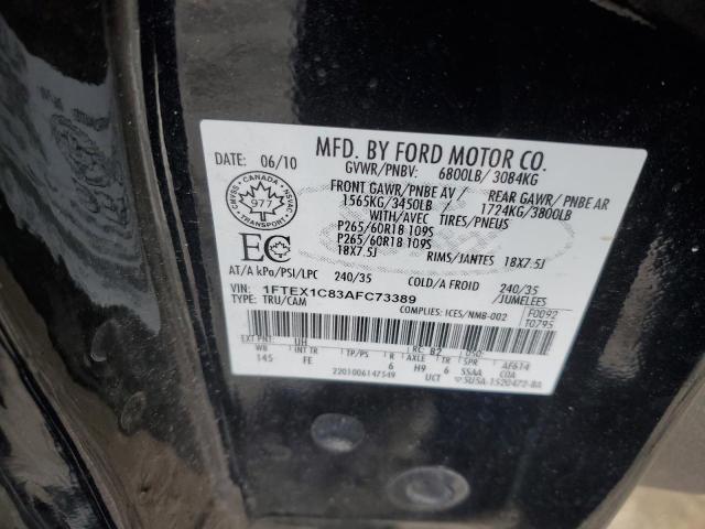 1FTEX1C83AFC73389 - 2010 FORD F150 SUPER CAB BLACK photo 12