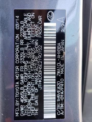 JTHKD5BH6E2190152 - 2014 LEXUS CT 200 SILVER photo 12