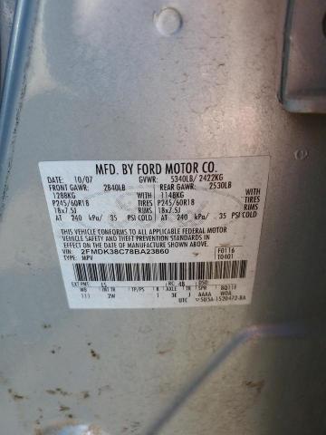 2FMDK38C78BA23860 - 2008 FORD EDGE SEL SILVER photo 12