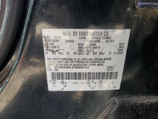 2FMDK48C27BB00123 - 2007 FORD EDGE SEL BLACK photo 13